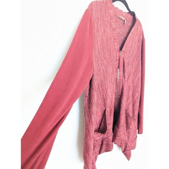 Logo by Lori Goldstein Sweater Maroon Knit Suede Cardigan Extra Large‎ - Picture 5 of 9